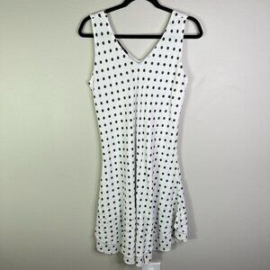 Charlie B Women's White Dress with Black Dots Midi Dress Size L - NWT